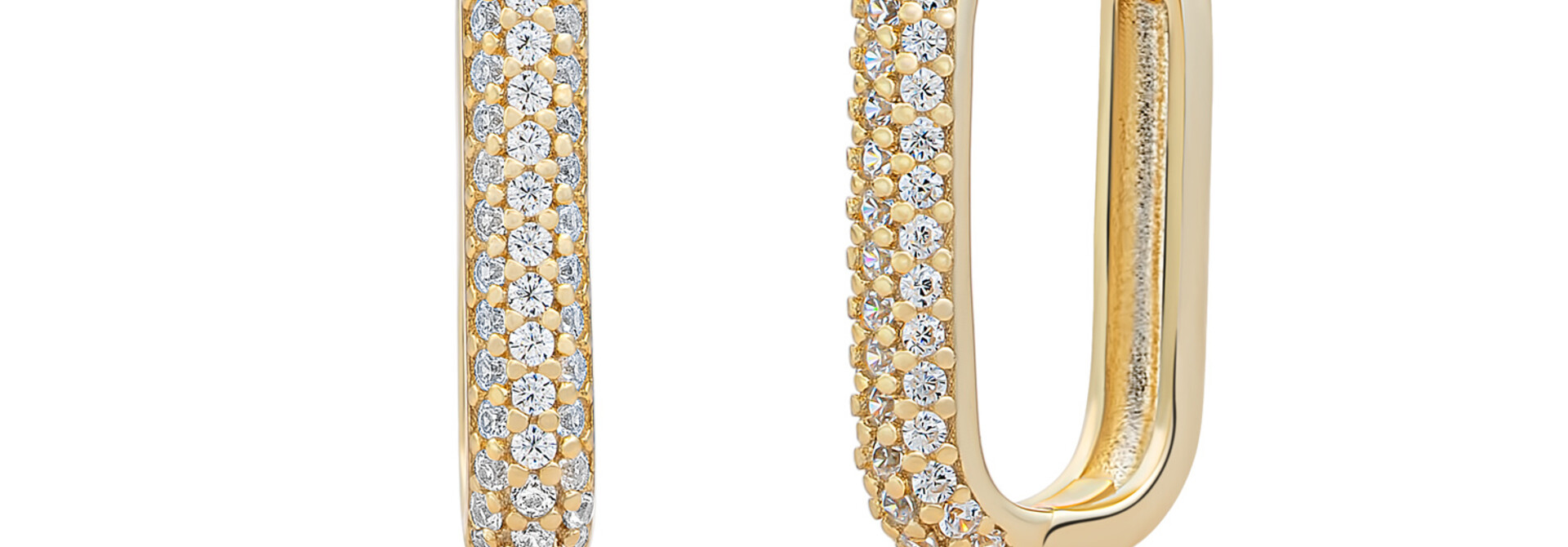 Oorbellen Square Huggies Goudkleurig - Zirconia