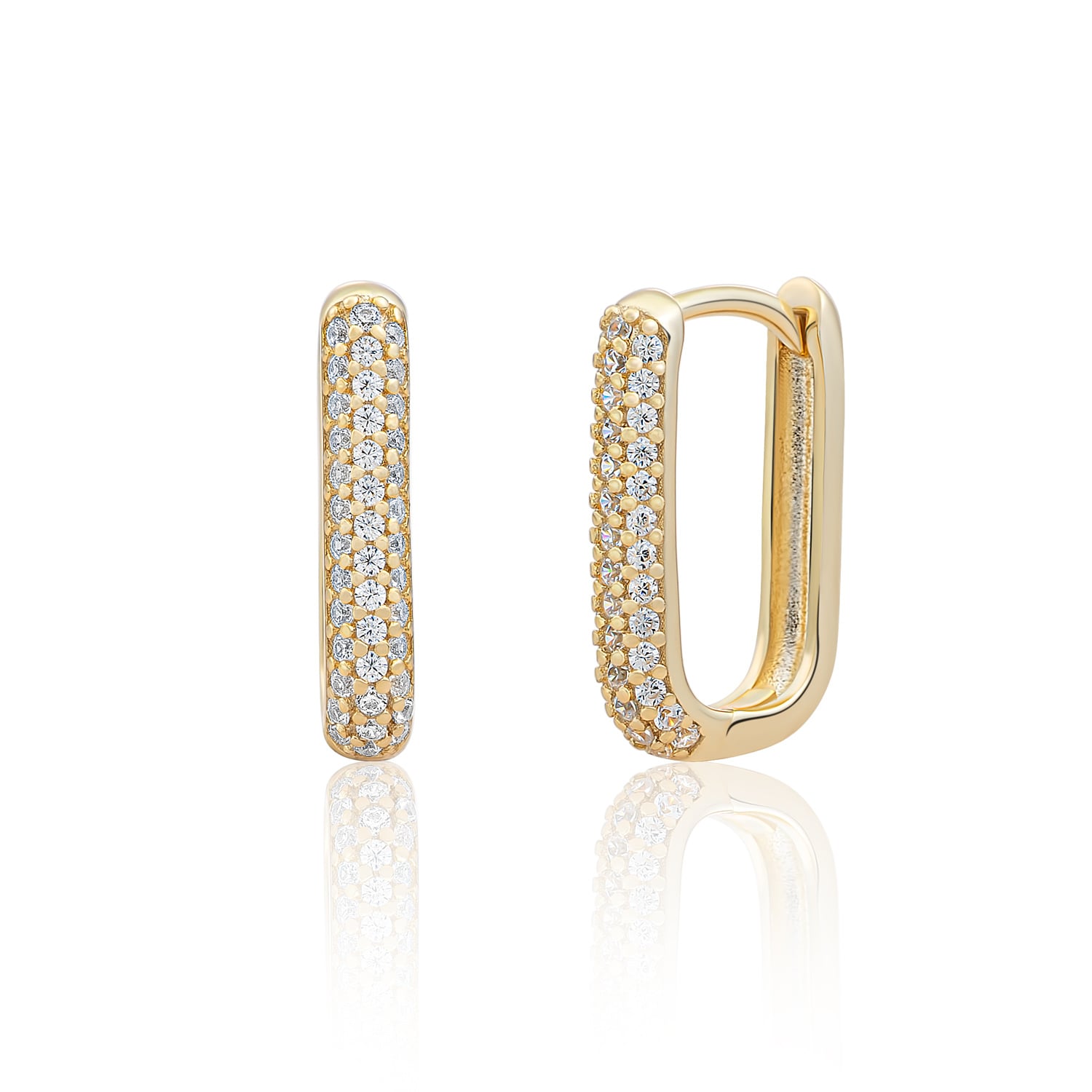 Oorbellen Square Huggies Goudkleurig - Zirconia-1