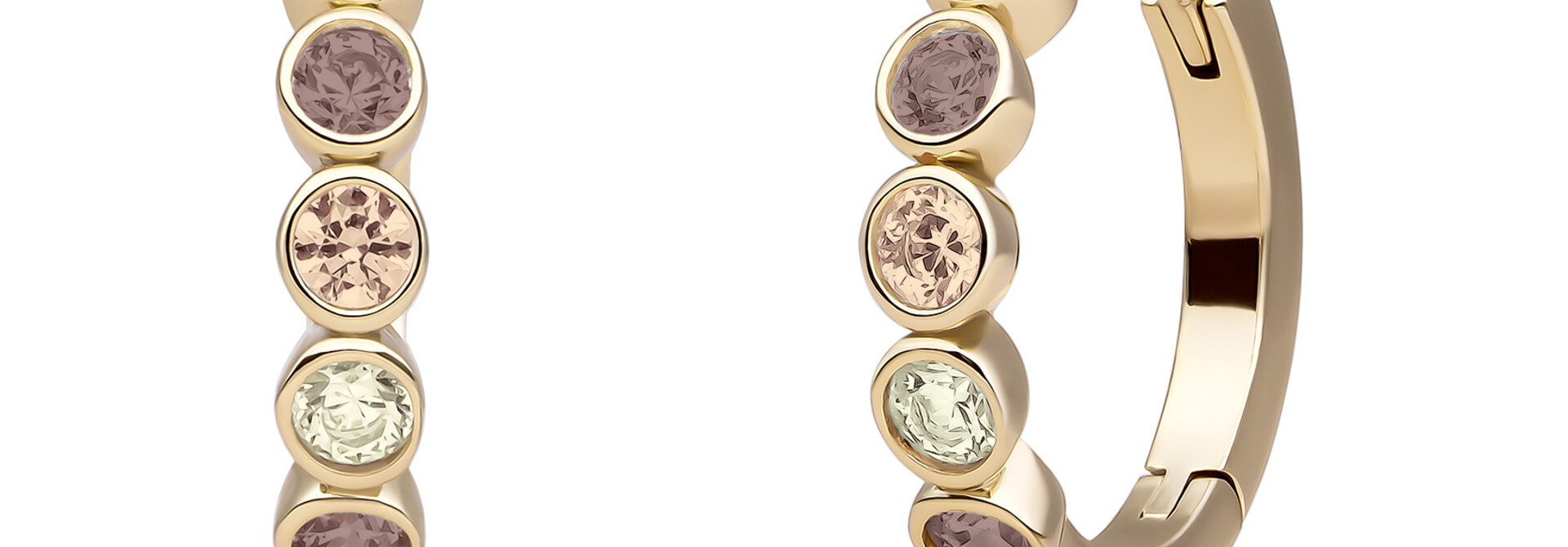 Oorbellen Tube Huggies Goudkleurig - Zirconia