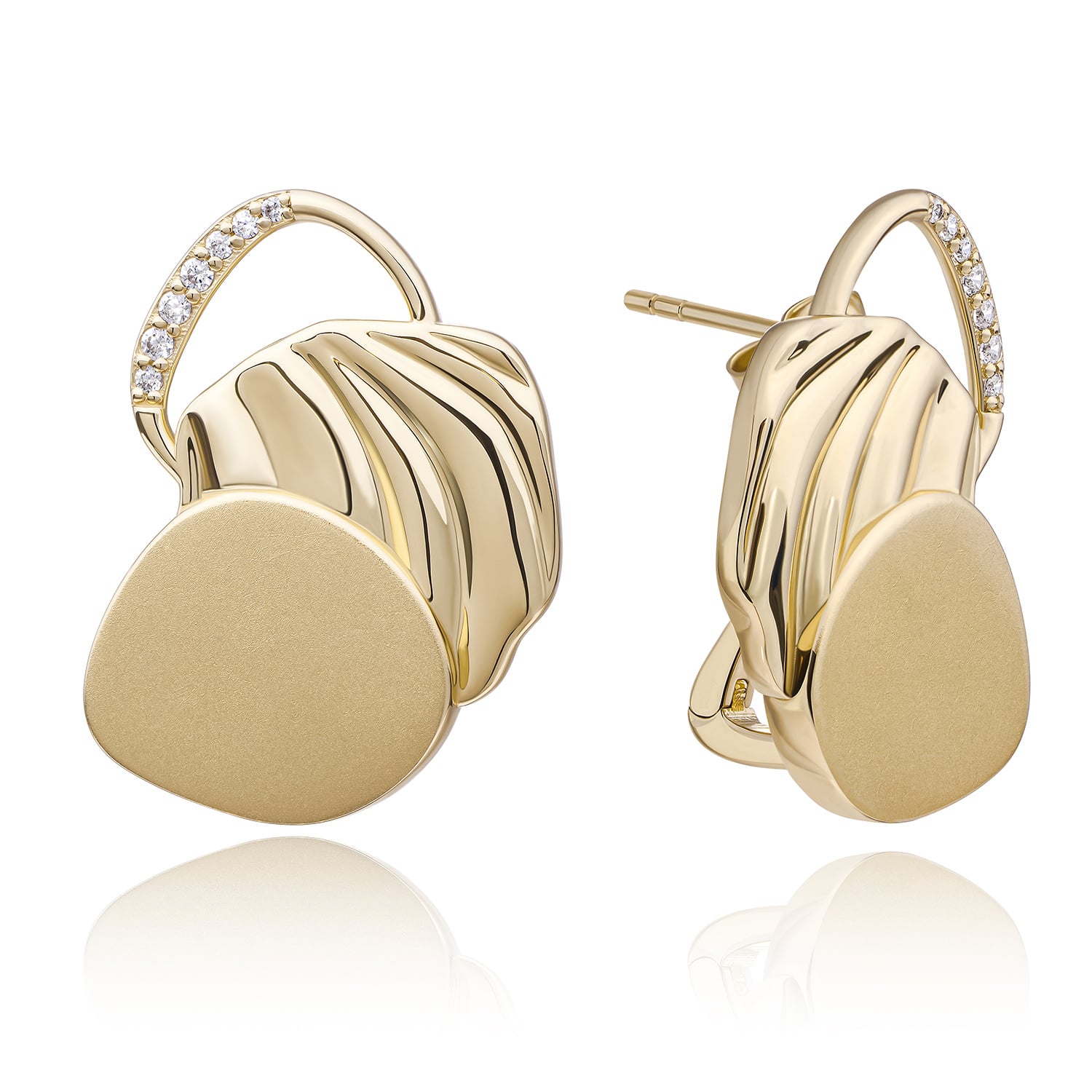 Oorbellen Uneven Push Back Earrings Goudkleurig - Zirconia-1