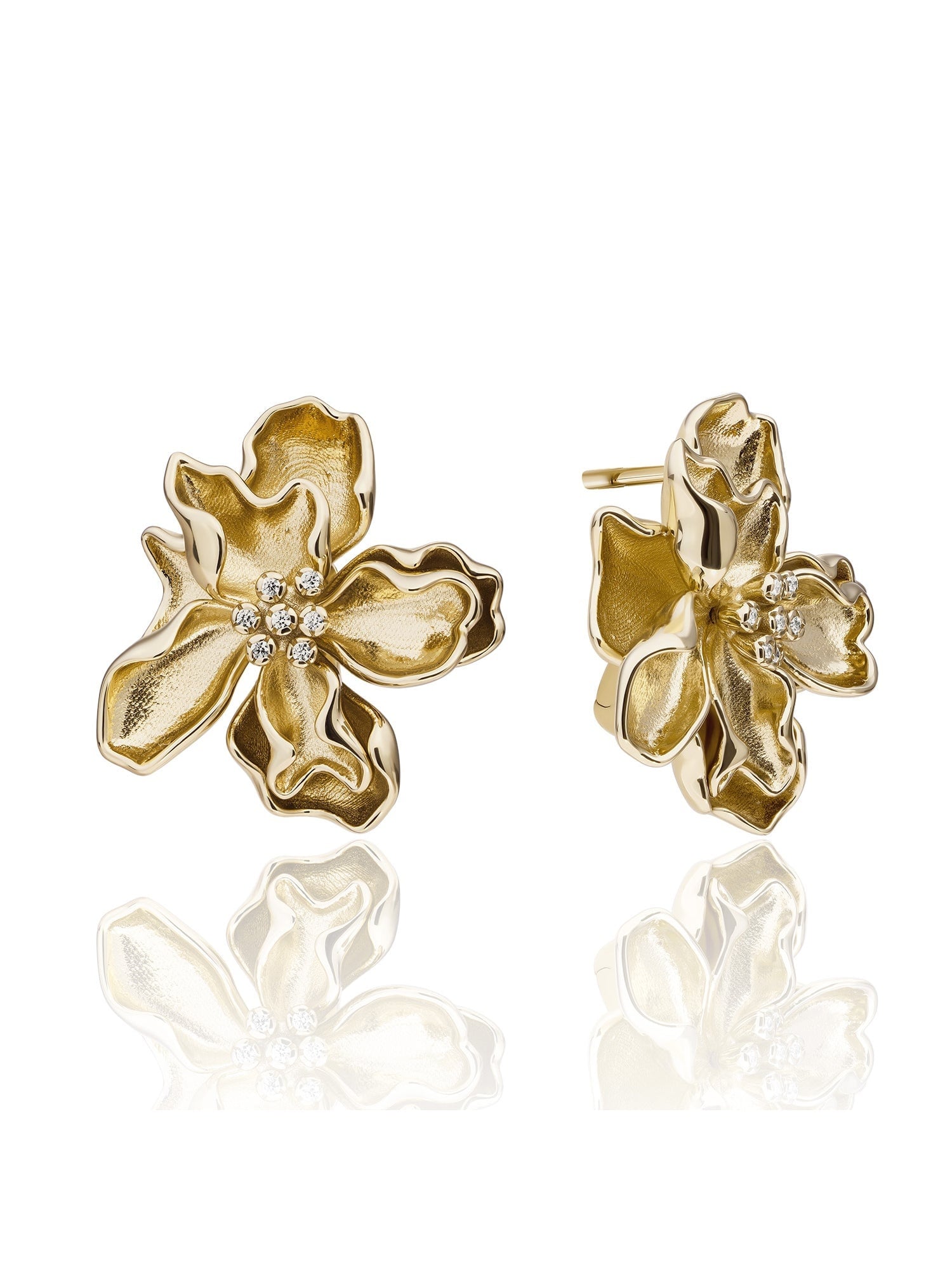 Oorbellen Botanic Push Back Earrings Goudkleurig - Zirconia-1