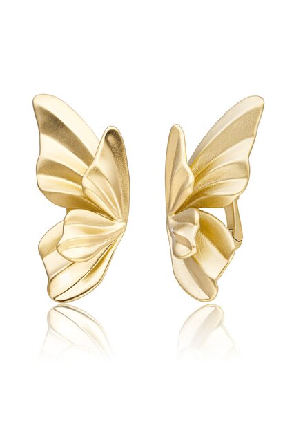 Oorbellen Butterfly Push Back Earrings Goudkleurig