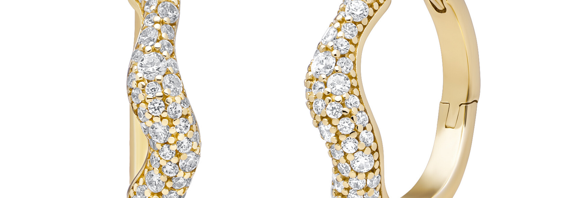 Oorbellen Pave Twirl Huggies Goudkleurig - Zirconia