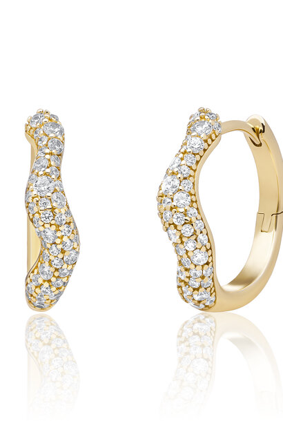 Oorbellen Pave Twirl Huggies Goudkleurig - Zirconia