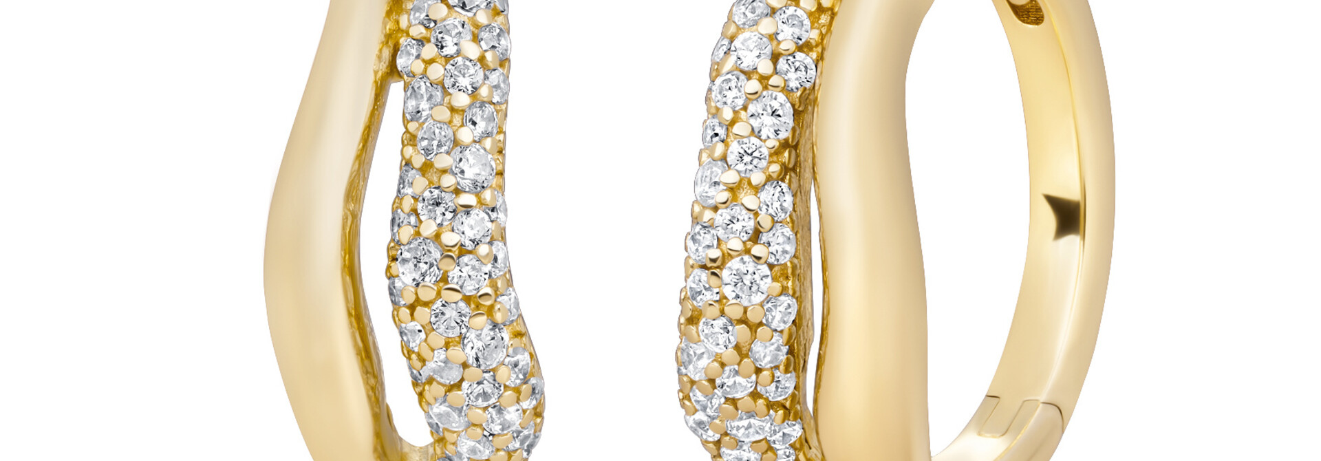 Oorbellen Pave Double Twirl Huggies Goudkleurig - Zirconia