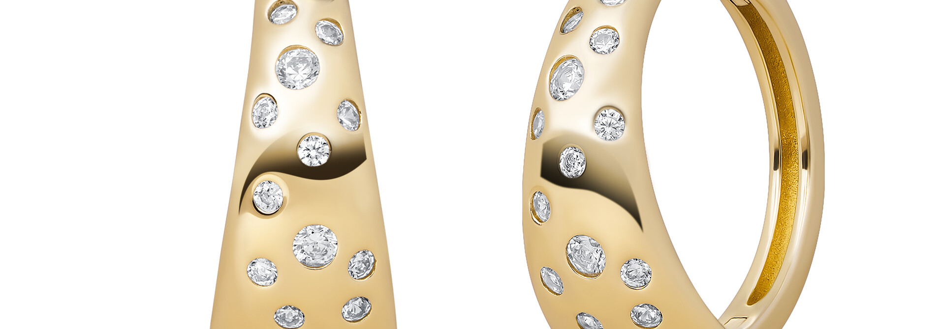Oorbellen Bold Flush Huggies Goudkleurig - Zirconia