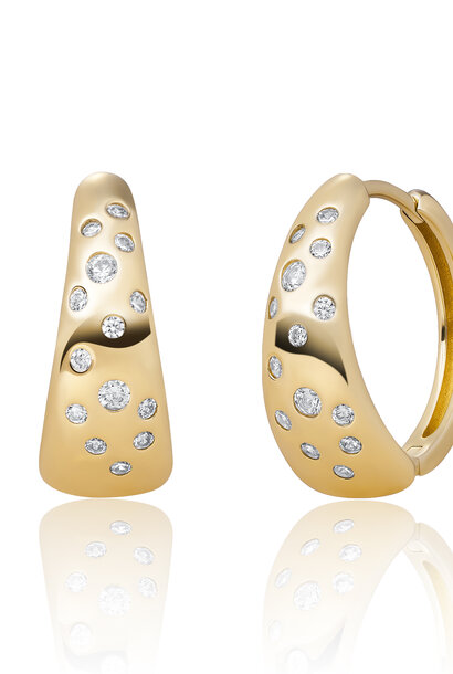 Oorbellen Bold Flush Huggies Goudkleurig - Zirconia