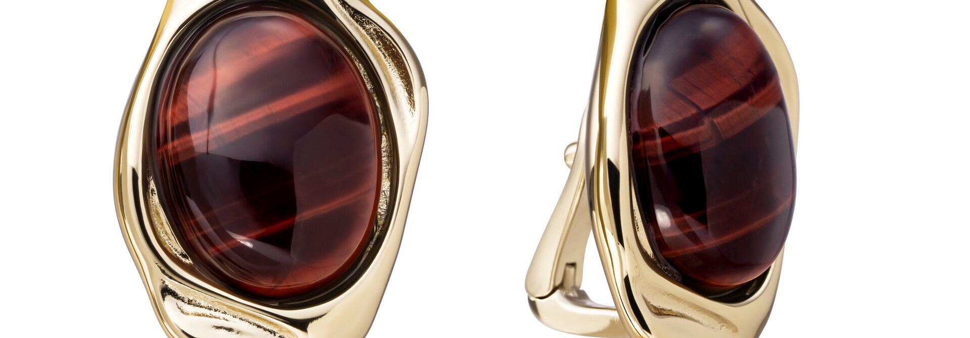 Oorbellen Red Tiger Eye Flow Goudkleurig