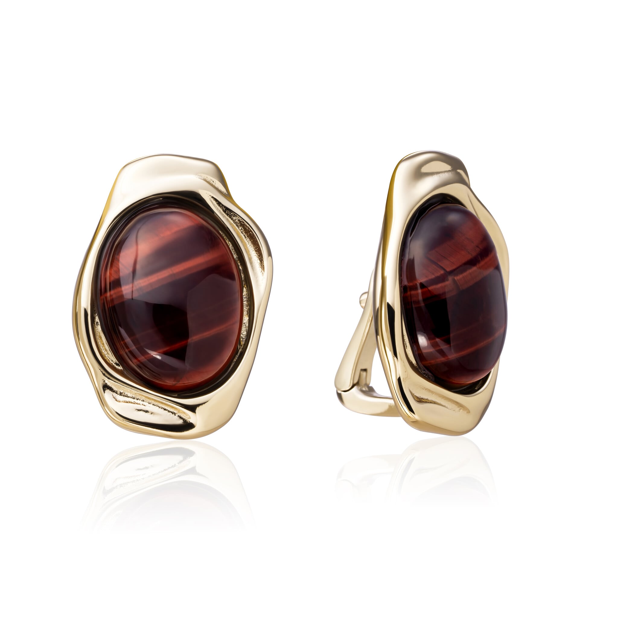 Oorbellen Red Tiger Eye Flow Goudkleurig-1