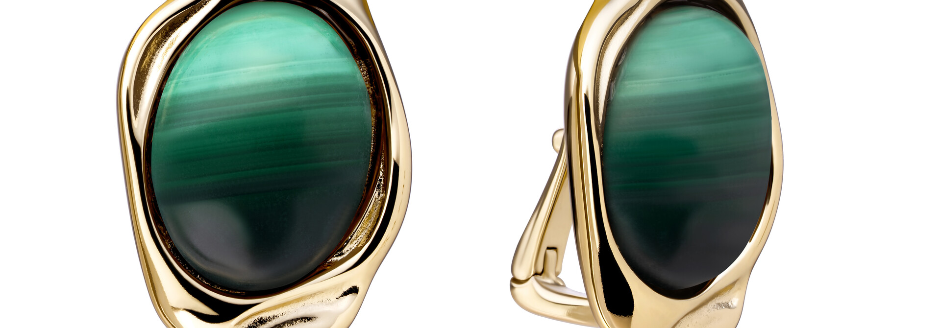 Oorbellen Malachite Flow Goudkleurig