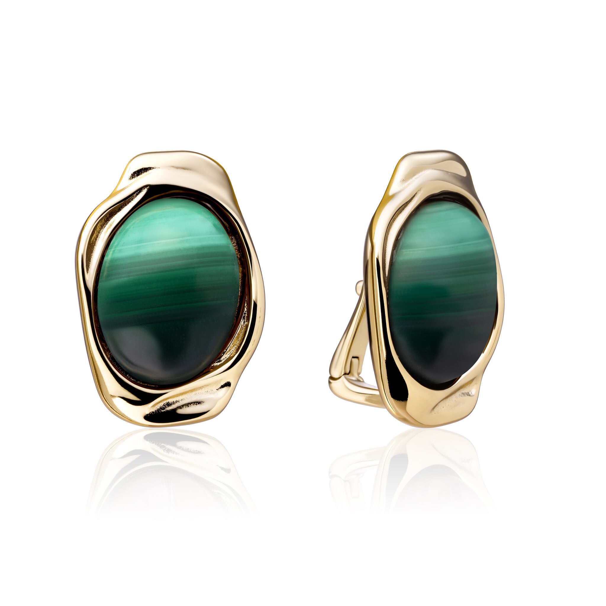 Oorbellen Malachite Flow Goudkleurig-1