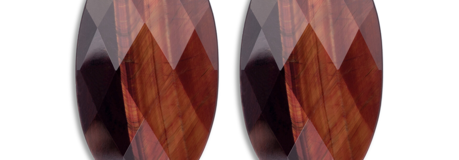 Oorbel Edelstenen Large Leaf - Red Tiger Eye