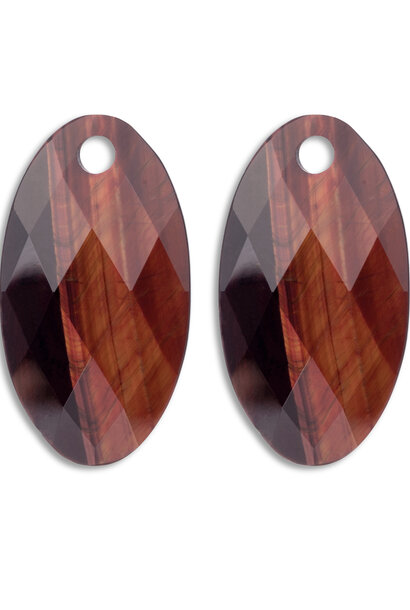 Oorbel Edelstenen Large Leaf - Red Tiger Eye