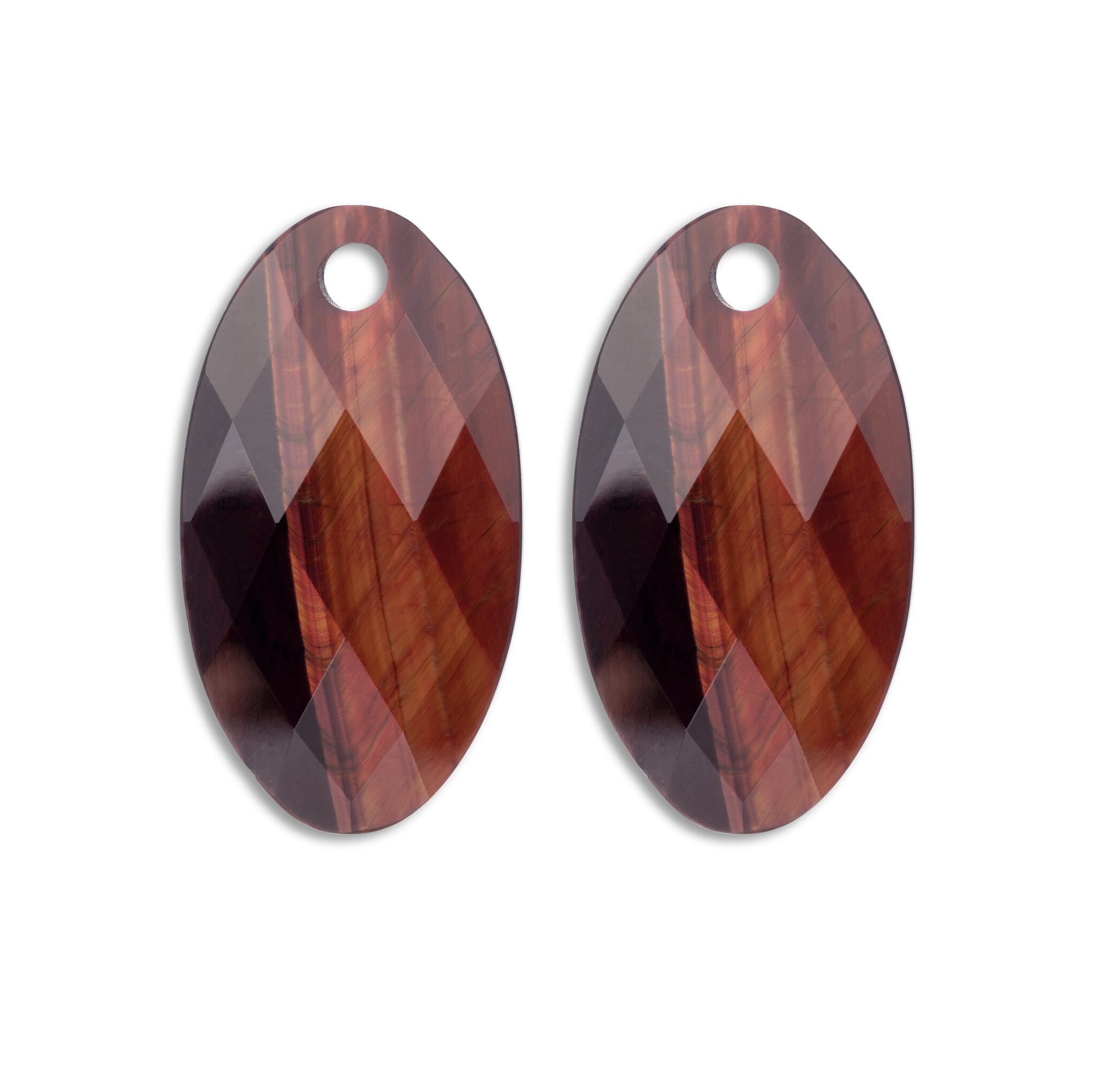 Oorbel Edelstenen Large Leaf - Red Tiger Eye-1