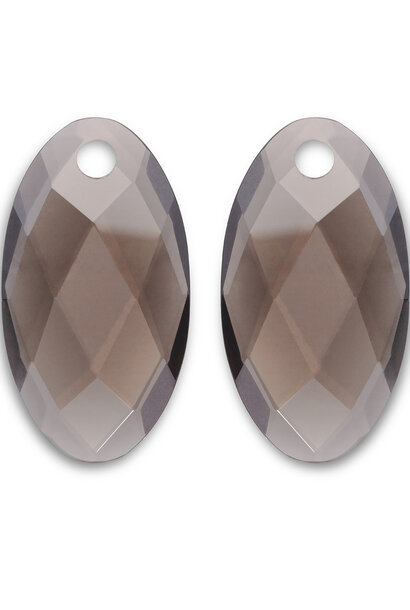 Oorbel Edelstenen Large Leaf - Smoky Quartz