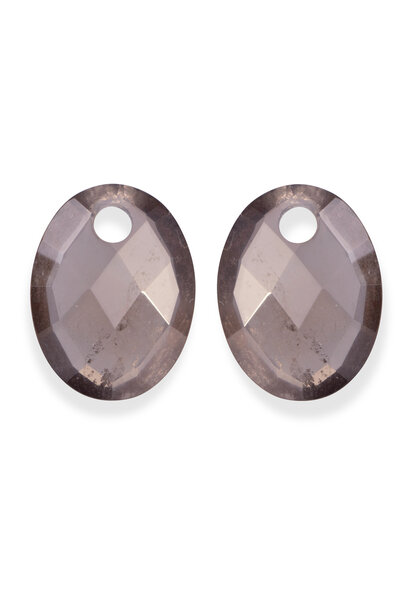 Oorbel Edelstenen Medium Oval - Smoky Quartz