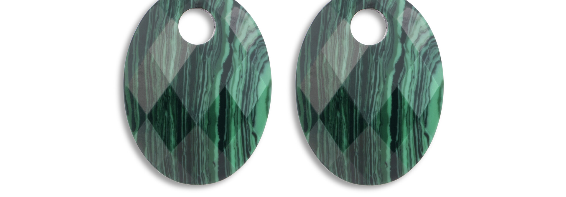 Oorbel Edelstenen Medium Oval - Malachite