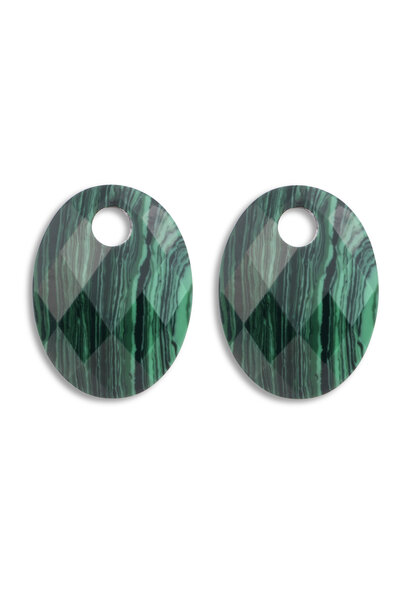 Oorbel Edelstenen Medium Oval - Malachite