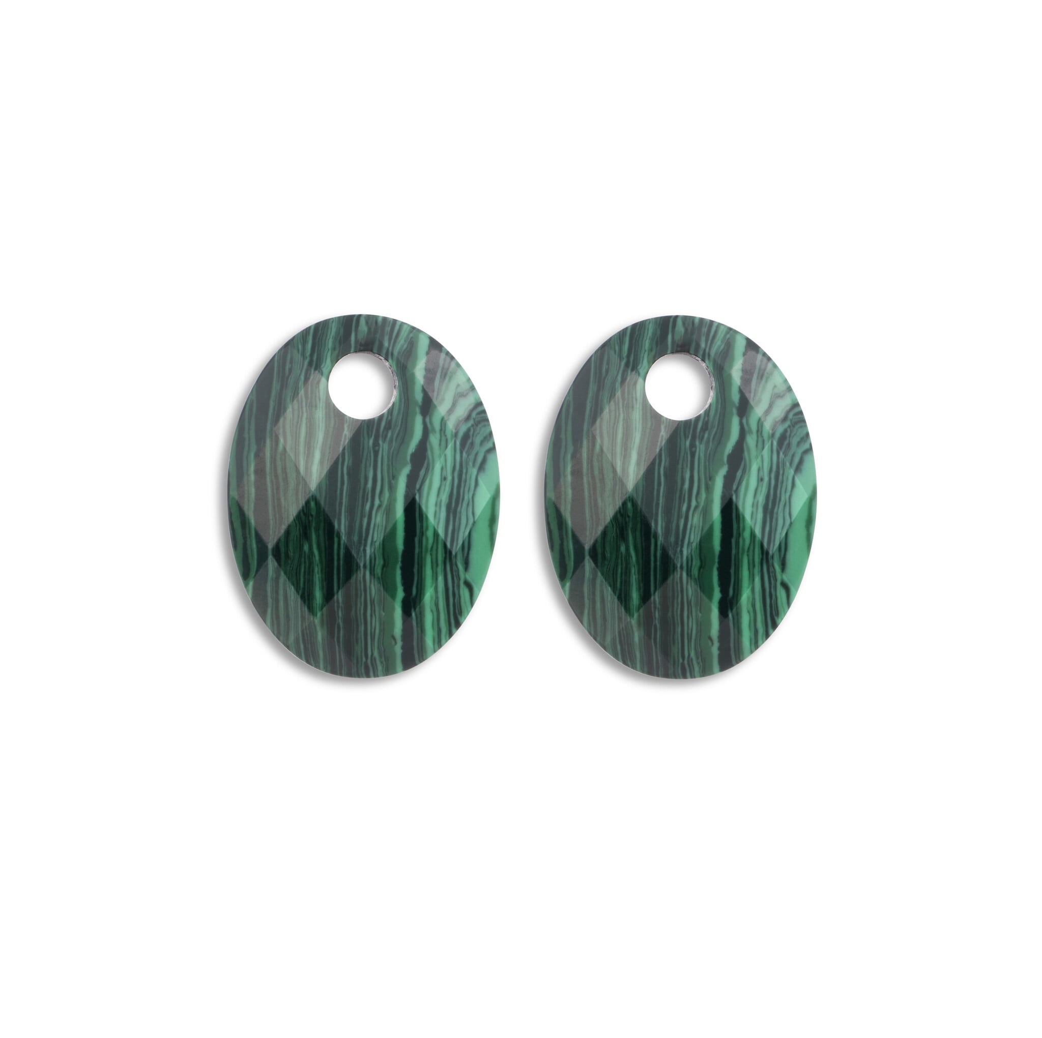 Oorbel Edelstenen Medium Oval - Malachite-1
