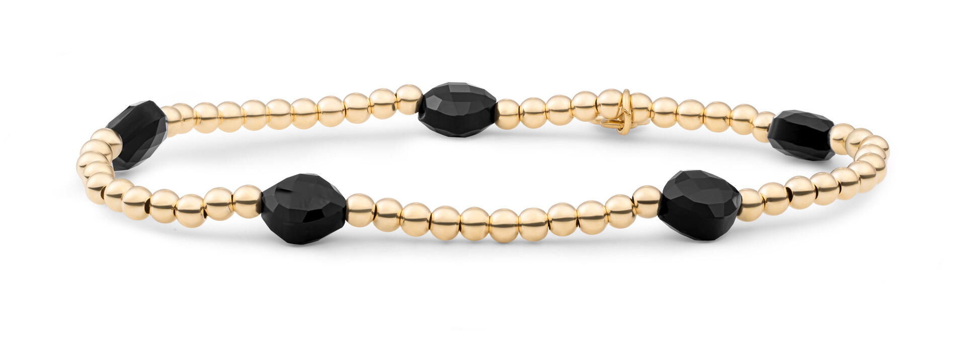 Armband Onyx Cushion Cut Beads Goudkleurig