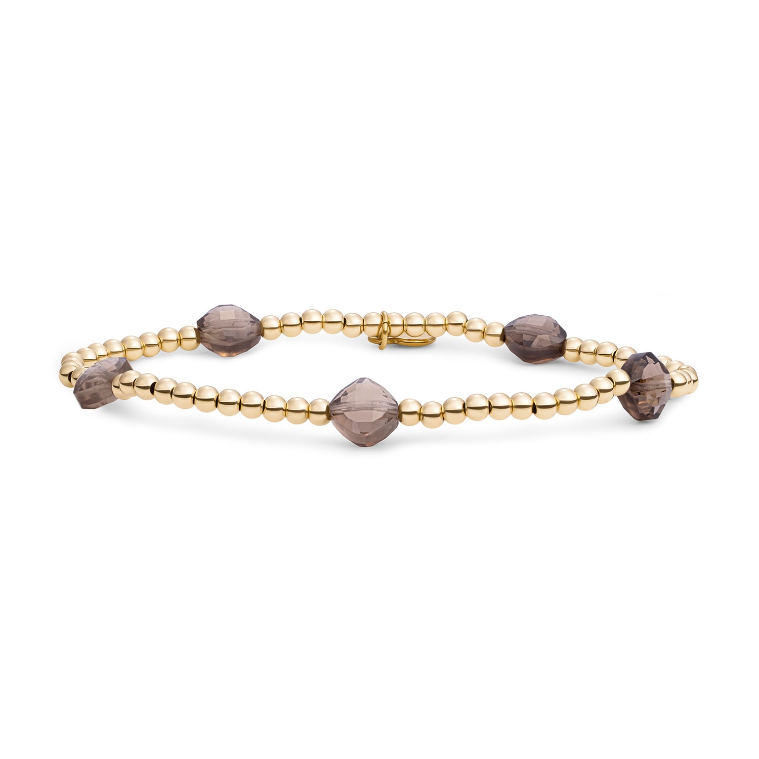 Armband Smoky Quartz Cushion Cut Beads Goudkleurig-1