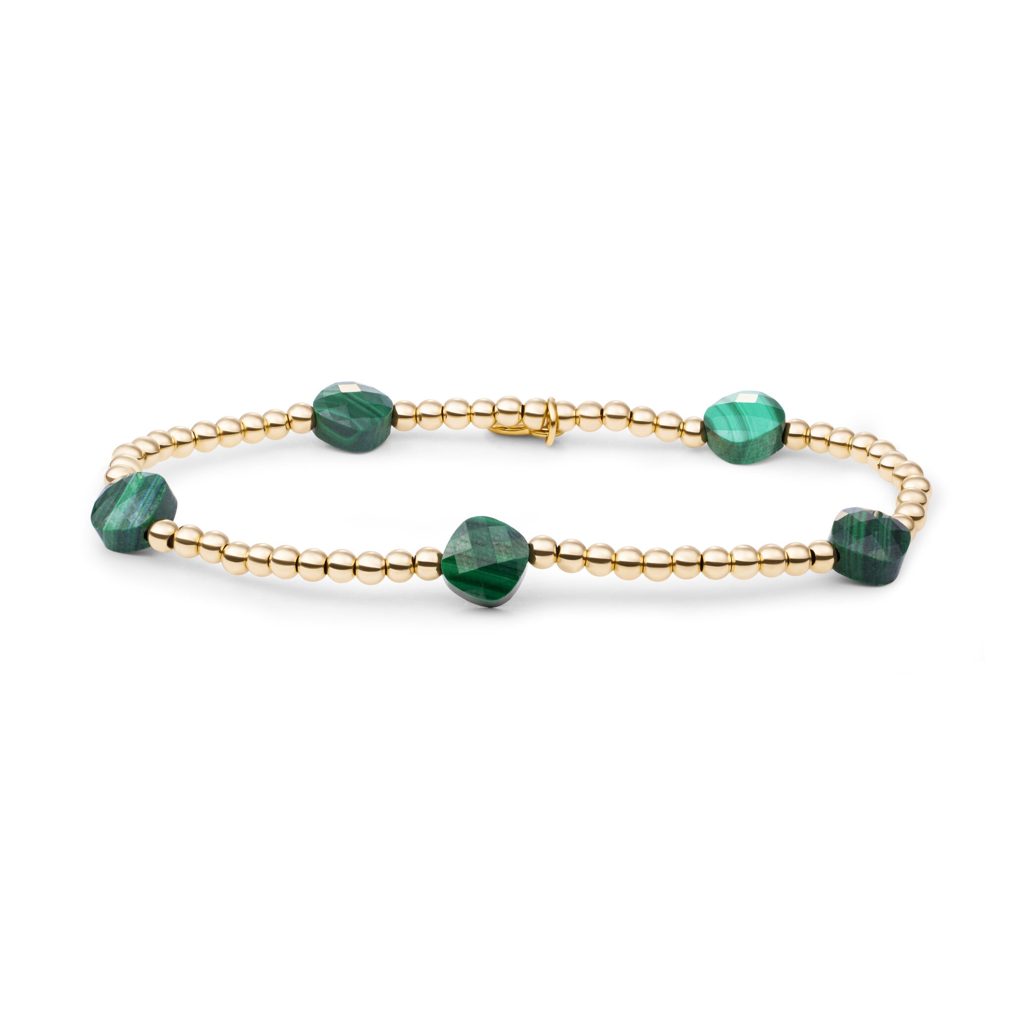 Armband Malachite Cushion Cut Beads Goudkleurig-1