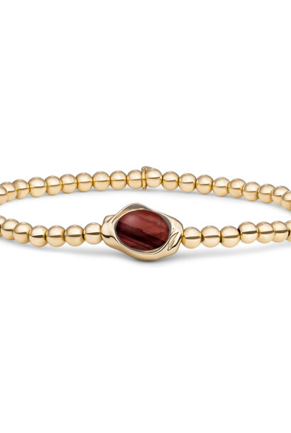 Armband Red Tiger Eye Flow Goudkleurig