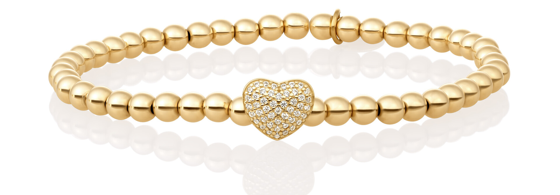 Armband Heart Disc Goudkleurig - White Zirconia