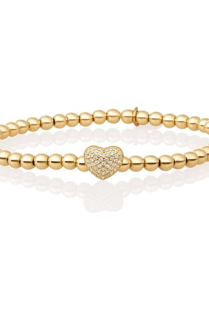 Armband Heart Disc Goudkleurig - White Zirconia