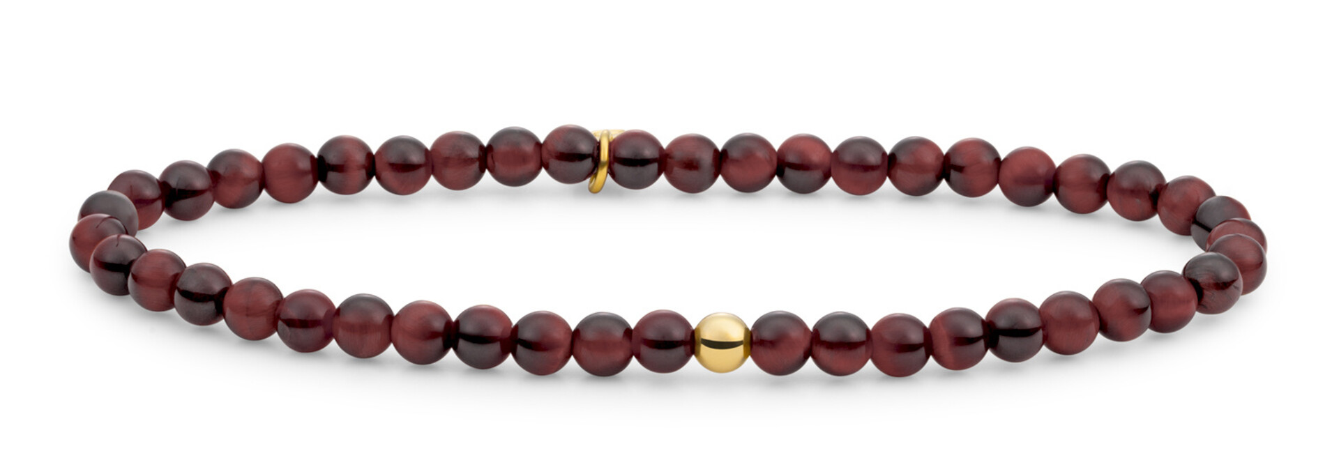 Armband Red Tiger Eye Saturn small Goudkleurig - 4mm