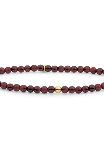 Armband Red Tiger Eye Saturn small Goudkleurig - 4mm