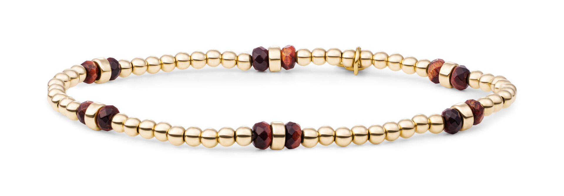 Armband Red Tiger Eye Double Reverse Roundel Goudkleurig