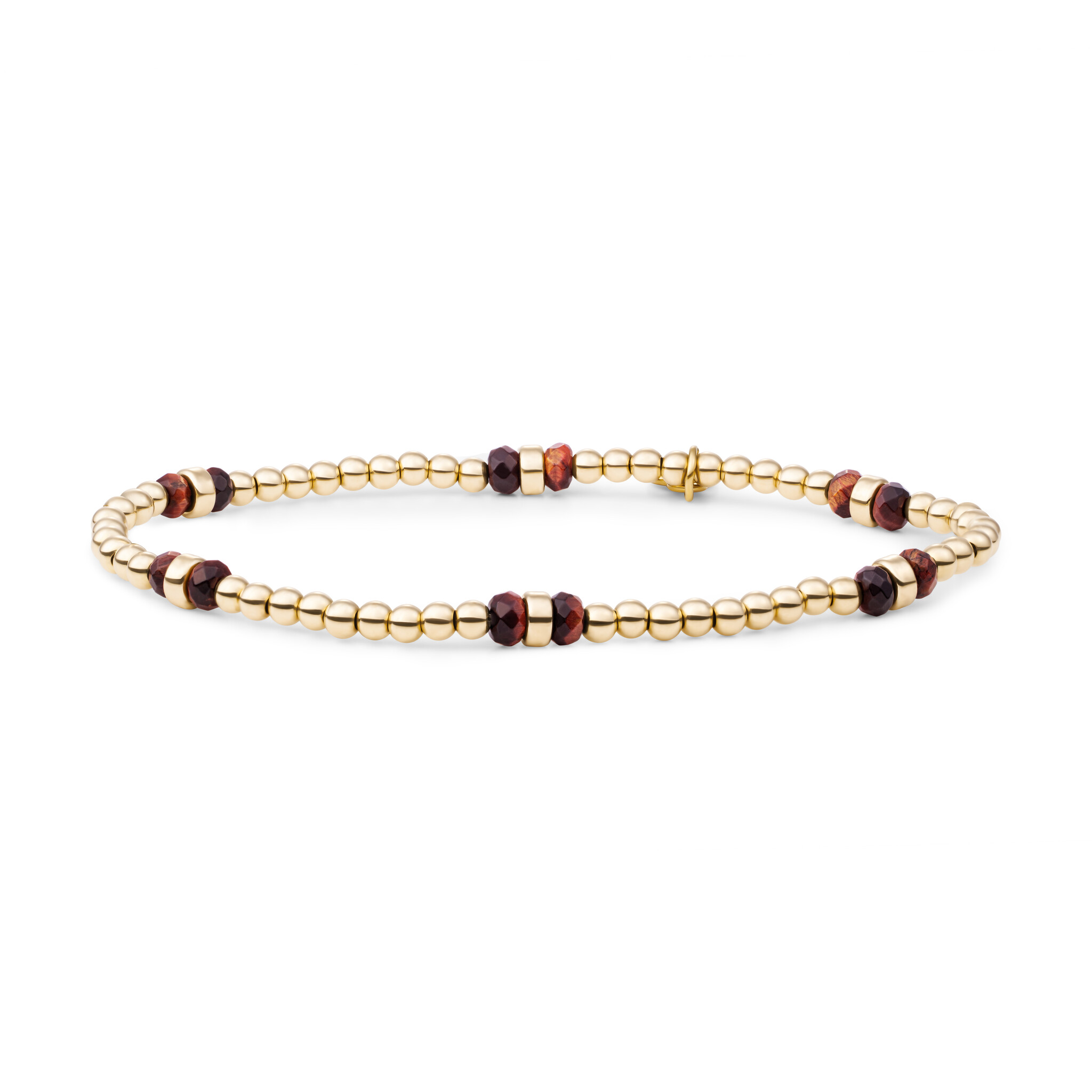 Armband Red Tiger Eye Double Reverse Roundel Goudkleurig-1