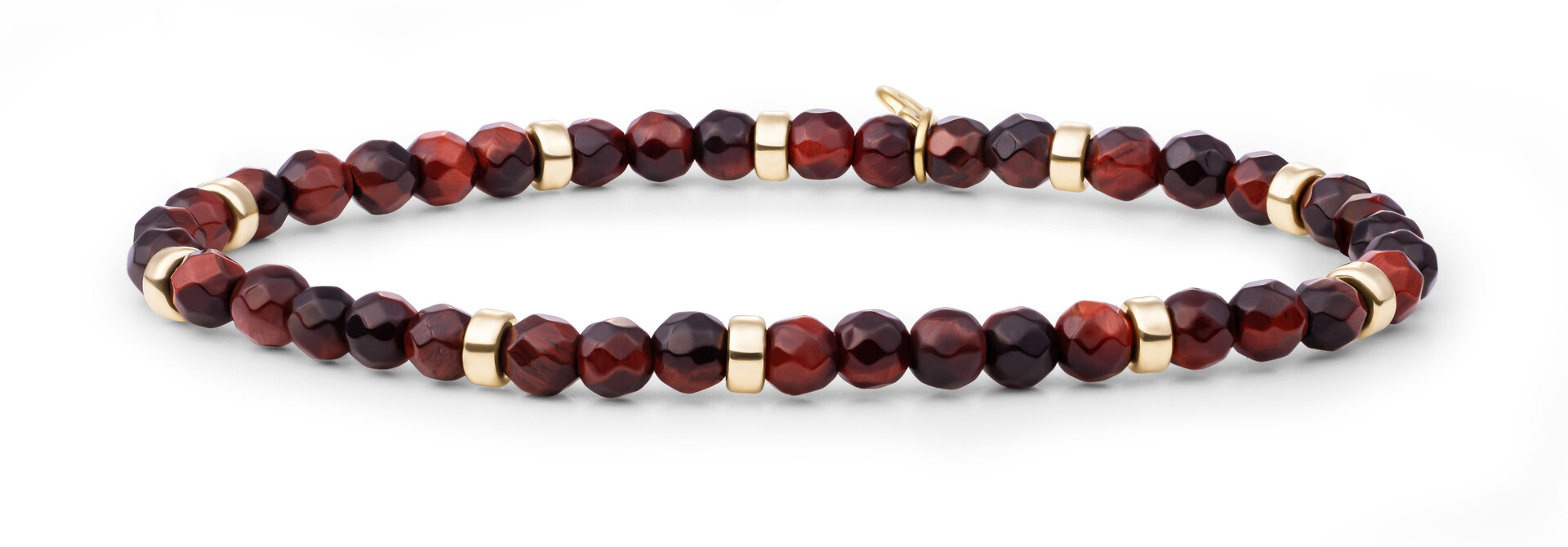 Armband Red Tiger Eye Roundel Interstellar Goudkleurig