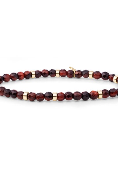 Armband Red Tiger Eye Roundel Interstellar Goudkleurig