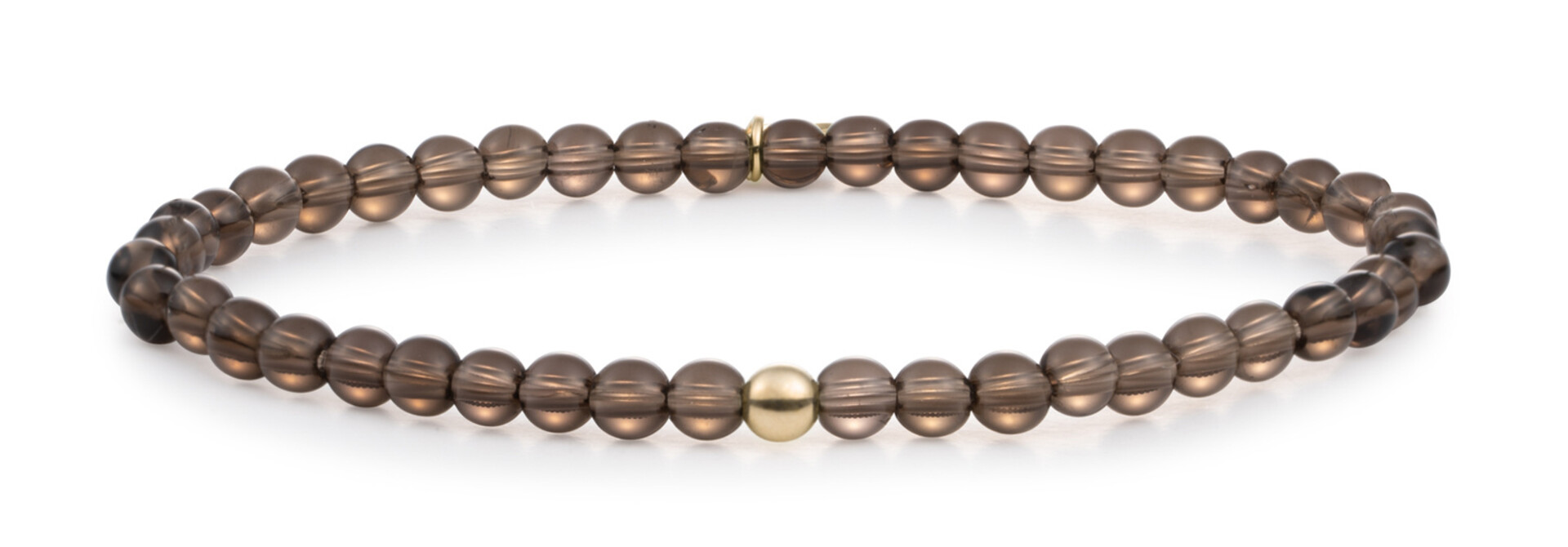 Armband Smoky Quartz Saturn small Goudkleurig - 4mm