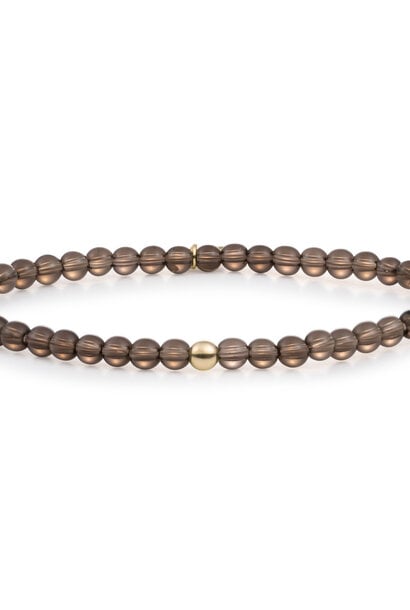Armband Smoky Quartz Saturn small Goudkleurig - 4mm