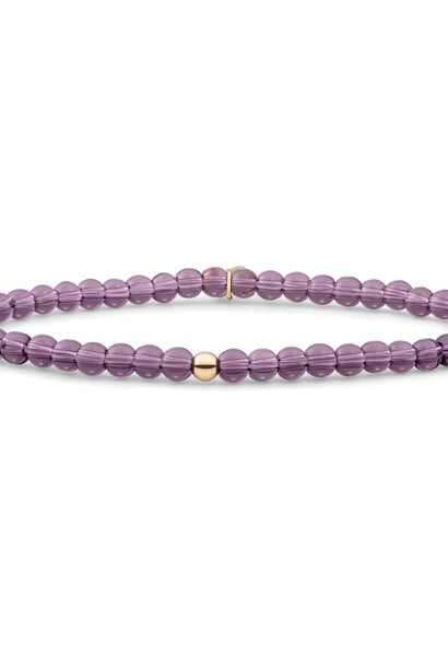 Armband Aubergine Quartz Saturn small Goudkleurig - 4mm