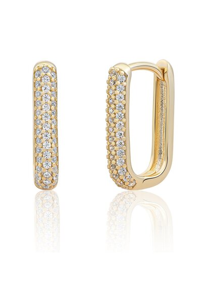 Oorbellen Square Huggies Goudkleurig - Zirconia