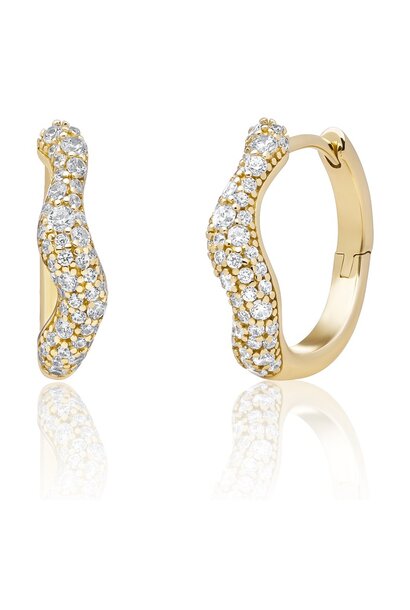 Oorbellen Pave Twirl Huggies Goudkleurig - Zirconia