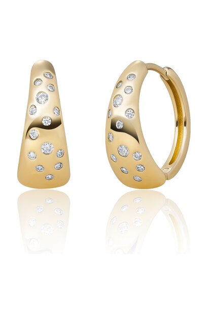 Oorbellen Bold Flush Huggies Goudkleurig - Zirconia