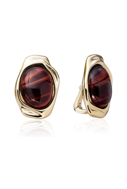 Oorbellen Red Tiger Eye Flow Goudkleurig