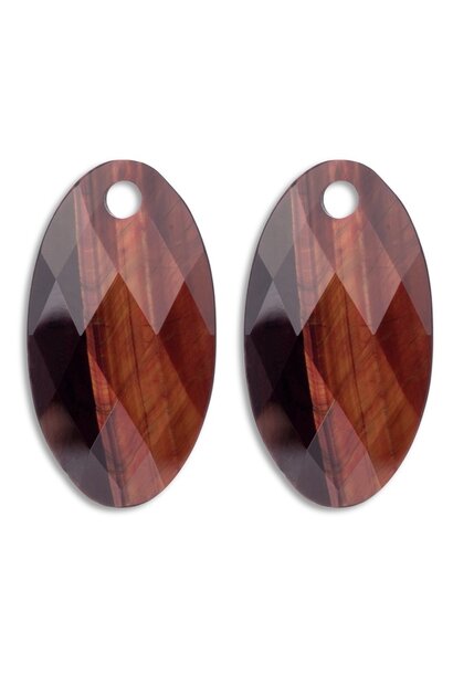Oorbel Edelstenen Large Leaf - Red Tiger Eye