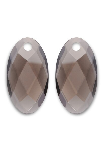Oorbel Edelstenen Large Leaf - Smoky Quartz