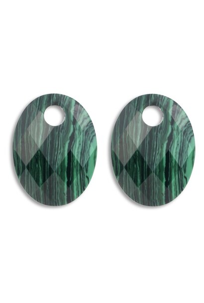 Oorbel Edelstenen Medium Oval - Malachite