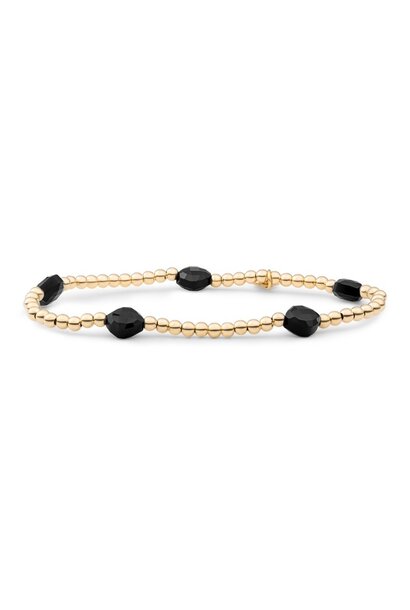 Armband Onyx Cushion Cut Beads Goudkleurig