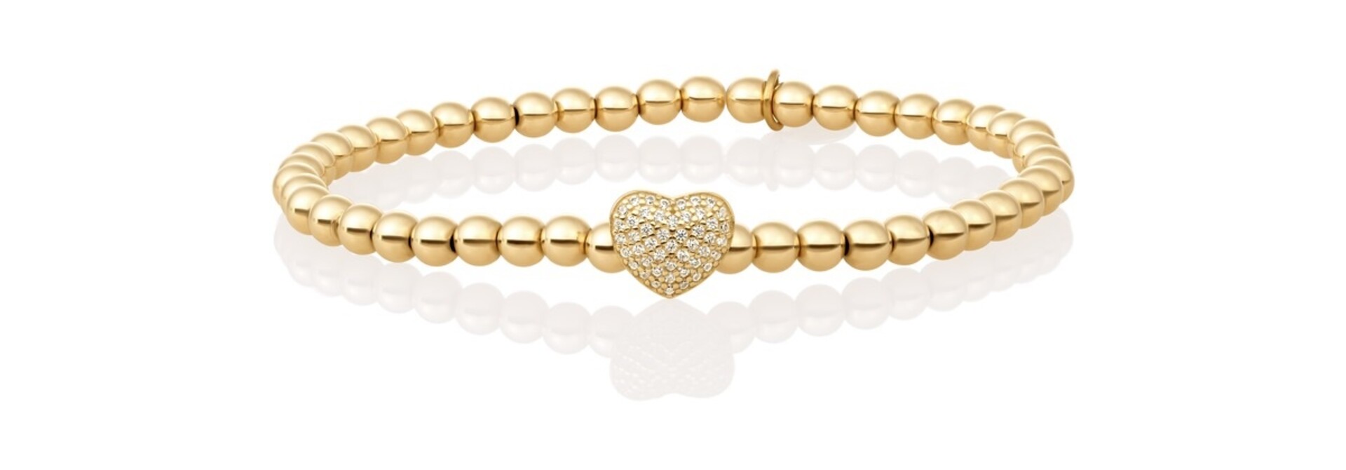 Armband Heart Disc Goudkleurig - White Zirconia