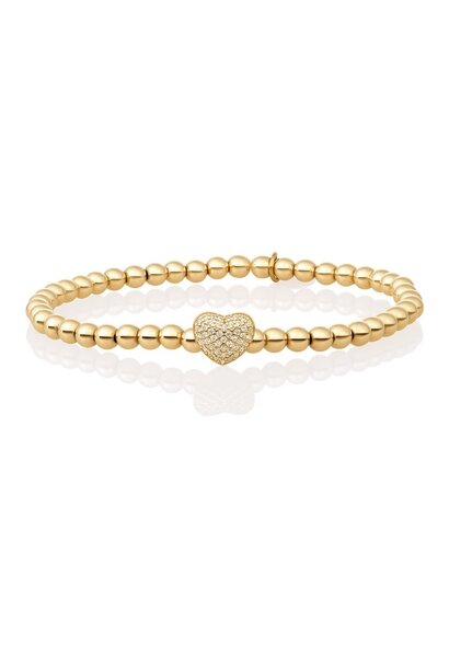 Armband Heart Disc Goudkleurig - White Zirconia