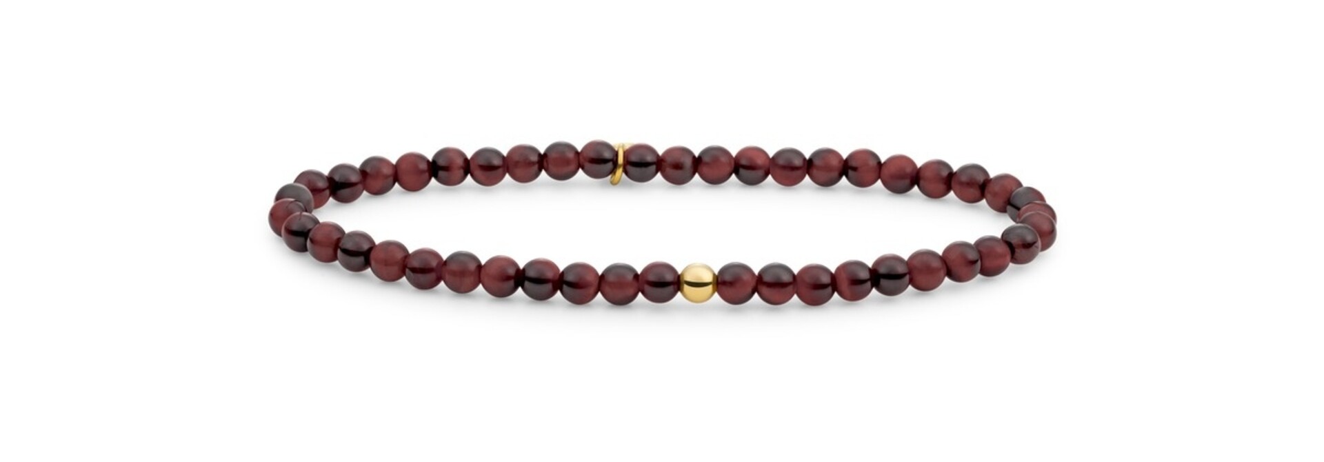 Armband Red Tiger Eye Saturn small Goudkleurig - 4mm