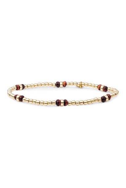 Armband Red Tiger Eye Double Reverse Roundel Goudkleurig